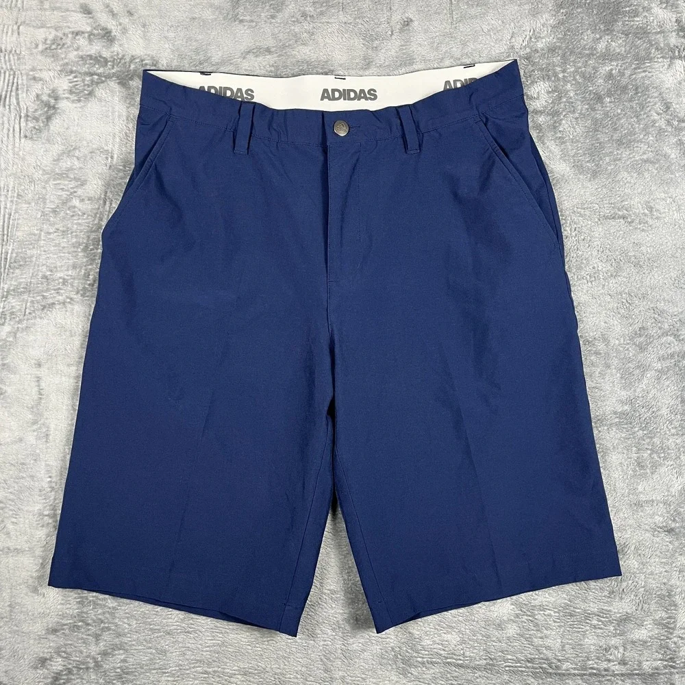 Adidas Golf Shorts Mens 32 Blue Stretch Performance Flat Front Gripper Waistband